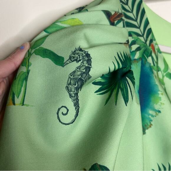 The Brand Label Green Bubble Dress Seahorse Seashells Tropical Short Sleeve XL - Picture 4 of 7